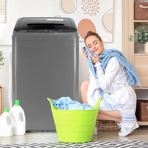 Miniatura 7 de Anukis Lavadora totalmente automática, capacidad de 13 libras, lavadora compacta con bomba de drenaje, 10 programas de lavado y 8 niveles de agua