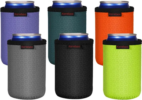 Miniatura 20 de Paquete de 4 Fundas Enfriadoras para Latas Delgadas de 12oz, Suaves Aisladas Reutilizables Antideslizantes de Neopreno Portavasos Cubiertas
