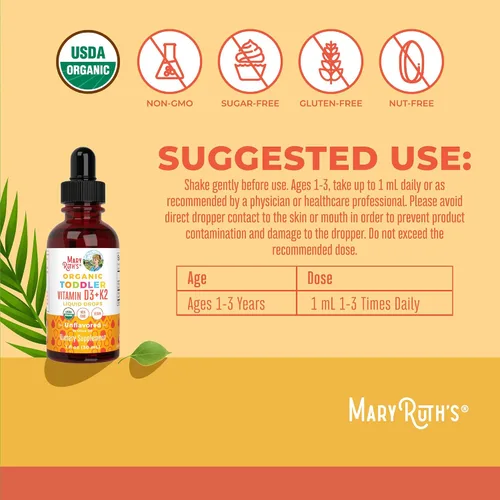 Miniatura 3 de MaryRuth Organics Vitamina D3 Vitamina K2 Gotas de vitamina D3 K2 Suplemento líquido de vitamina K2 D3 para niños pequeños Suplemento