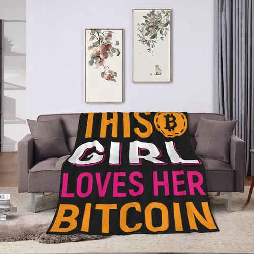 Miniatura 3 de Manta de franela con texto en inglés «This Girl Loves Her Bitcoin» para sofá o cama, suave y cómoda, de 40 x 30 pulgadas, antibolitas