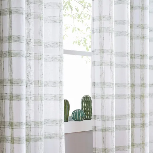 Miniatura 15 de Randall Paneles de Cortinas Geométricas Modernas Par Suave al Tacto Filtrado de Luz Negro Semi-Transparente Aspecto de Lino Cortinas con Diseño