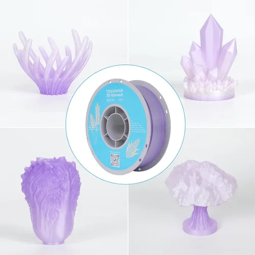 Miniatura 9 de Crystal Rainbow - Paquete de filamentos para impresora 3D de ácido poliláctico (PLA), 10 rollos, carrete de 2.2 libras, filamento degradado de 0.069