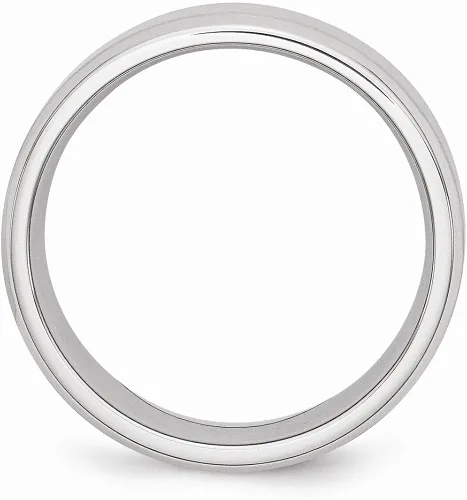 Miniatura 2 de Anillo liso liso de cobalto biselado borde 0315in para hombre liso clásico de boda cepillado acabado mate anillo de banda