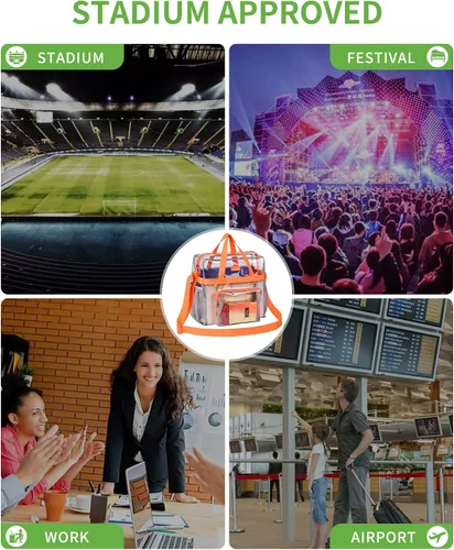 Miniatura 11 de MAY TREE Bolsa transparente para eventos en estadios de 12 x 6 x 12 pulgadas, bolsa de almuerzo transparente con correas reforzadas para trabajo