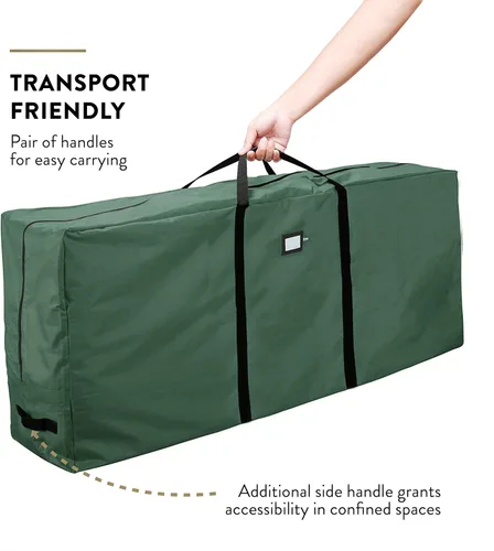 Miniatura 4 de Bolsa de alta calidad para guardar el árbol de Navidad, para árboles artificiales desarmados de hasta 9 pies de alto, tiene asas duraderas y un Verde