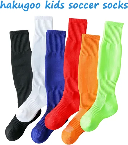 Miniatura 7 de Calcetines de fútbol para niños, calcetines de béisbol con suela acolchada hasta la rodilla para niños y niñas, 2 pares