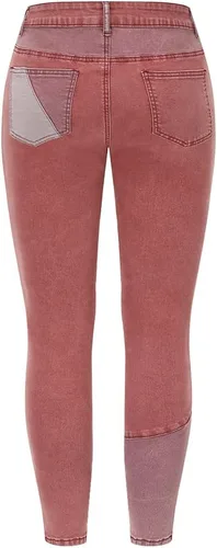 Miniatura 2 de THUNDER STAR Pantalones de mezclilla elásticos de retazos de cintura alta para mujer