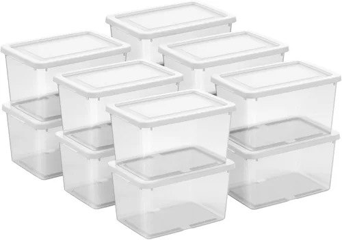 Miniatura 29 de Sterilite Paquete de 8 contenedores apilables con tapa, diseño de plástico transparente, 90 cuartos de galón