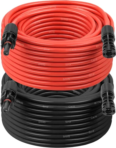 Miniatura 21 de Cable de extensión solar 10AWG de 20 pies – Paquete de 2 cables fotovoltaicos rojos y negros con conectores solares, cobre estañado de 84 hebras