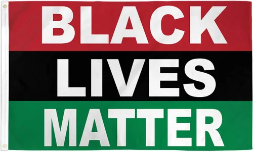 Miniatura 2 de Bandera Panafricana Black Lives Matter de 3 x 5 pies de poliéster, color África, rojo, negro, bandera verde con BLM Pride Black Lives Matter