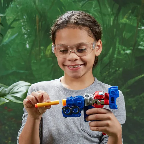 Miniatura 5 de Transformers Películas de Rise of the Beasts 2 en 1 Optimus Prime Blaster de juguetes con tecnología Nerf para edades de 6 años en adelante, 7