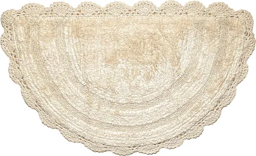 Miniatura 29 de Chardin home Alfombra de baño de ganchillo beige, alfombra de baño ovalada 100% algodón con borde de ganchillo artesanal hecho a mano, alfombra