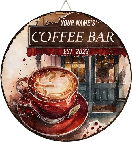 Miniatura 29 de Letrero de madera personalizado para barra de café, terapia en una taza tolerable a la gente, placa de pared para decoración de cocina, regalos