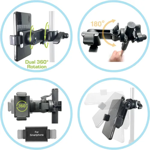Miniatura 4 de AccessoryBasics, Music Boom, soporte para micrófono y celulares con base giratoria de 360º ajustable para Smartphone Apple iPhone X 8 7 Plus 6s