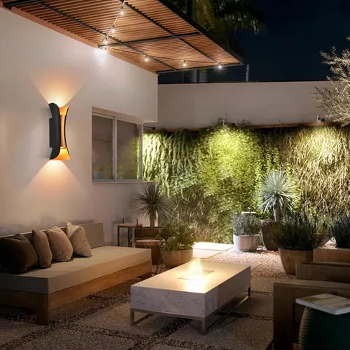 Miniatura 6 de Lámpara de pared para exteriores, LED de 30 W, accesorio de iluminación exterior impermeable de aluminio negro dorado, 3000 K cálido, apliques