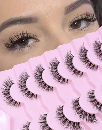 Miniatura 8 de Jiocolor Pestañas naturales pestañas postizas finas pestañas postizas cortas aspecto natural banda transparente pestañas postizas tira pestañas