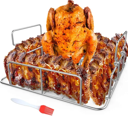 Miniatura 9 de Rejilla para Pollo en Lata de Cerveza, Soporte de Pollo de Acero Inoxidable para Ahumador y Parrilla