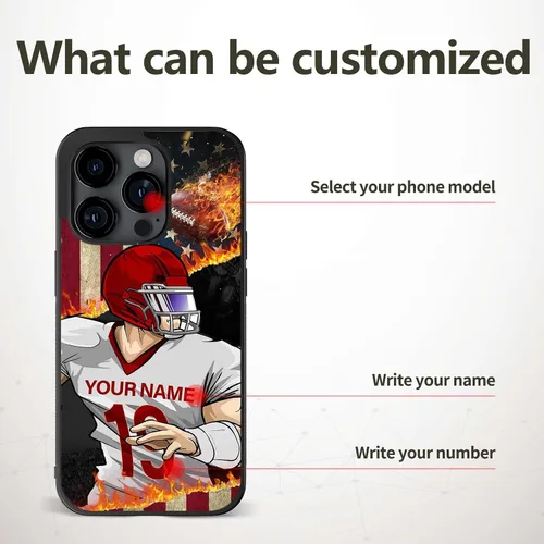 Miniatura 7 de Fundas de teléfono de fútbol personalizadas con diseño moderno para niños y hombres para iPhone 6 7 8 11 12 13 14 15 16 17 Pro Max Plus Mini Xr XSE
