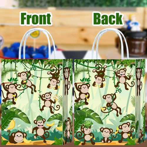 Miniatura 2 de Tyndallrays 16 bolsas de regalo de mono para suministros de fiesta de cumpleaños, aperitivos de regalo, dulces para niños y adultos, decoraciones