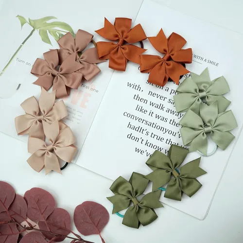 Miniatura 7 de 40 lazos para el pelo con cinta de grogrén boutique de 3 pulgadas, lazos elásticos para el cabello, bandas para el cabello para coleta, en pares 20