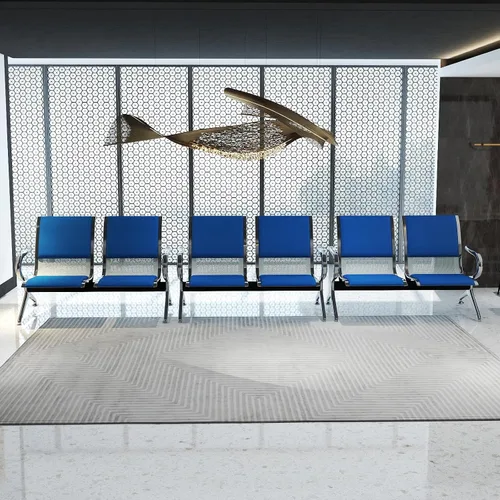 Miniatura 9 de Kinfant Silla de sala de espera de 2 asientos, sillas de recepción de invitados de oficina con respaldo ergonómico, banco de espera de aeropuerto
