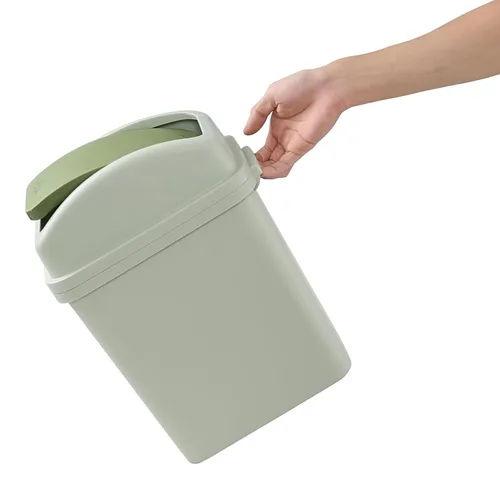 Miniatura 4 de Bote de basura de 1.8 galones con tapa giratoria, cubo de basura de plástico de 7 L (verde), F