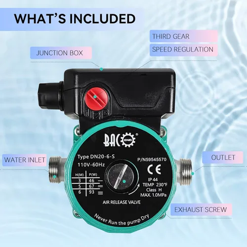 Miniatura 3 de BACOENG Bomba de recirculación de agua caliente, 3/4 "NPT 110V Bomba de circulación automática con cabezal de acero inoxidable para calentador solar