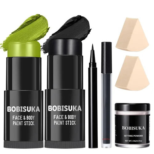 Miniatura 25 de BOBISUKA Palo de pintura facial dorada, impermeable, metálico, dorado, de cuerpo completo, kit de pintura mezclable para Halloween, maquillaje SFX