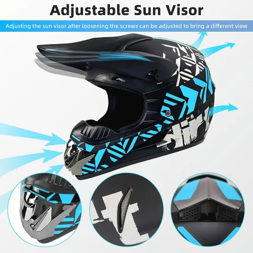Miniatura 4 de Cascos de Dirt Bike para Jóvenes de Moda para Niños, Motocross, Motocicleta, BMX, ATV, Todoterreno, Cuatro Ruedas, Cascos Integrales para Bicicleta