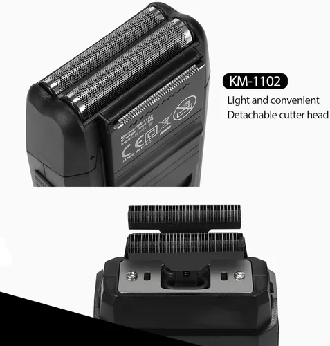 Miniatura 4 de KEMEI Juego de cortadora de pelo y afeitadora profesional inalámbrica para hombres, cortadoras eléctricas de barba de doble lámina, kit de corte
