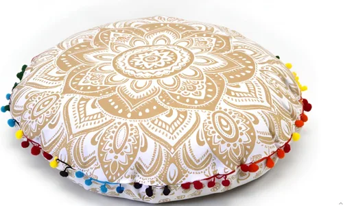 Miniatura 14 de CRAFT KALA Funda de cojín redonda de 22 pulgadas, diseño de mandala bohemio, para meditación, para sala de estar, sala de yoga, hogar, dormitorio