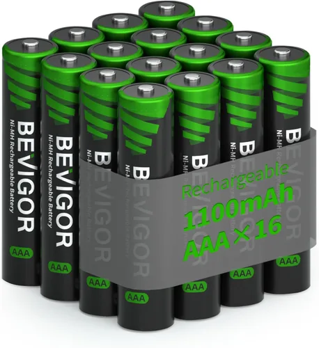 Miniatura 10 de BEVIGOR 16 juegos de pilas recargables AA AAA, alta capacidad 8 paquetes AA 2800mAh y 8 paquetes AAA 1100mAh, pilas de teléfono NiMH de 1.2V de baja