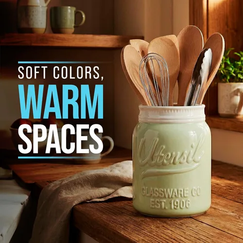 Miniatura 8 de Comfify - tarro organizador decorativo para utensilios de cocina con boca ancha, cerámica resistente a las virutas, apto para lavavajillas Verde
