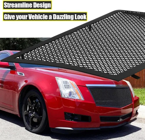 Miniatura 4 de AM&PM Parrilla frontal negra de malla de acero inoxidable compatible con Cadillac CTS 2008-2013