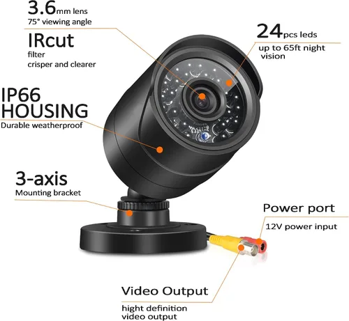 Miniatura 7 de Sistema de cámara de seguridad para el hogar 3000TVL Vigilancia DVR Kits, 4 unids con cable 1080P AHD/CVI/TVI cámara coaxial HD