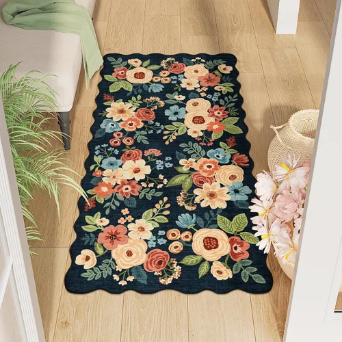Miniatura 232 de DUKINO Alfombra de área de 6 x 9 pies, alfombra floral para sala de estar, ligera, antideslizante, lavable, alfombra de interior de pelo bajo