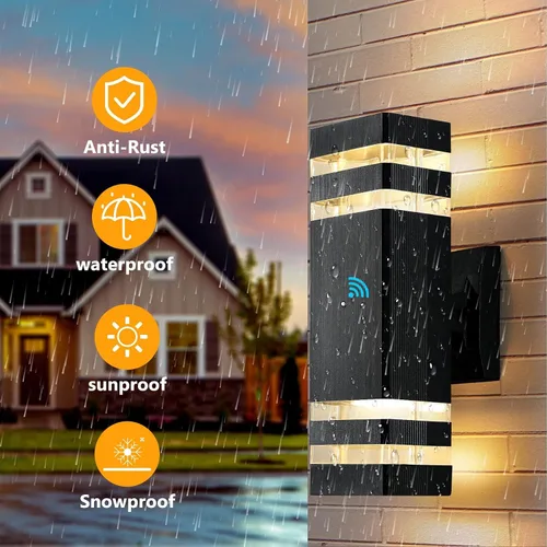 Miniatura 4 de tewei Luces LED de montaje en pared para exteriores del anochecer al amanecer, 1 paquete de 14 W, IP65, 3000 K, 1100 lúmenes, blanco cálido