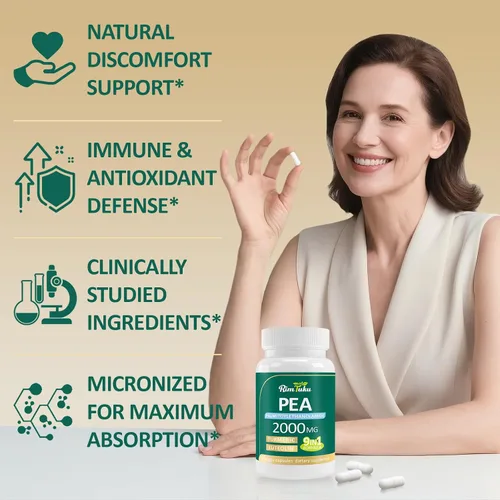 Miniatura 3 de Palmitoiletanolamida liposomal 2000 mg + luteolina 200 mg + cúrcuma 200 mg y fisetina 100 mg, guisante micronizado 99% altamente purificado
