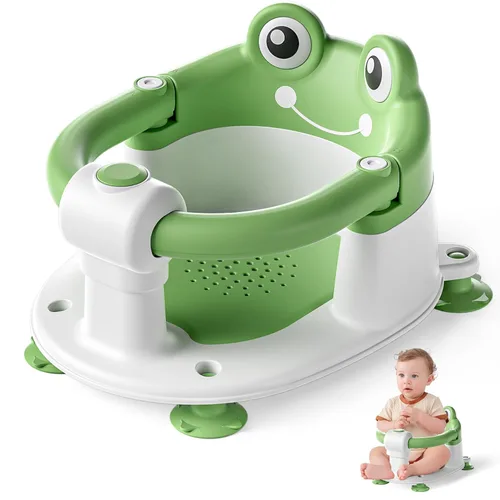 Asiento de baño de bebé para bebés de 6 meses en adelante, asientos de baño antideslizantes para sentarse con ventosas y cojín suave para asiento de