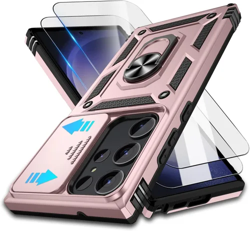 Miniatura 115 de ATUMP Funda para OnePlus Nord N200 5G con protector de pantalla HD con cubierta para cámara deslizante, soporte de anillo de rotación de 360°