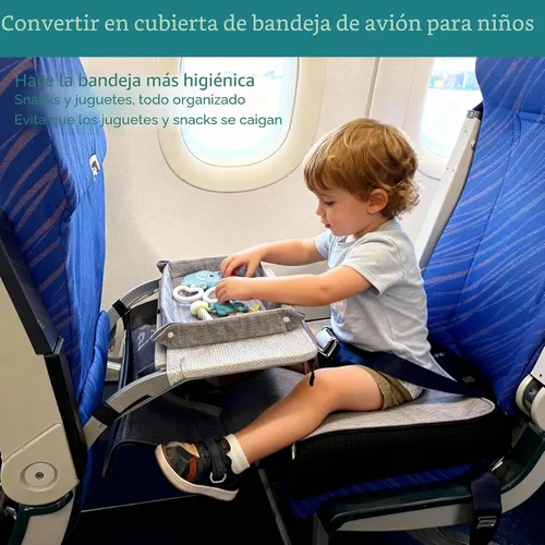 Miniatura 5 de Cama de avión para niños pequeños con cubierta de bandeja que se puede convertir en bolsa, extensor de asiento de avión para niños, cama de avión