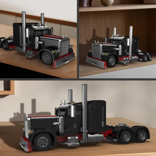 Miniatura 7 de Mould King 10037 Technique US Truck The Black Monster Modelo, Kit de coche deportivo con tecnología creativa, exhibición para coleccionistas
