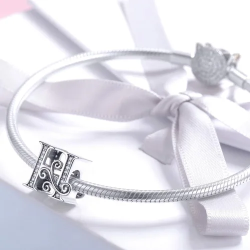 Miniatura 85 de BETTY&SARAH dije de plata esterlina 925 con forma de letra, para pulseras Pandora, letra del alfabeto, joya, regalo para mujer