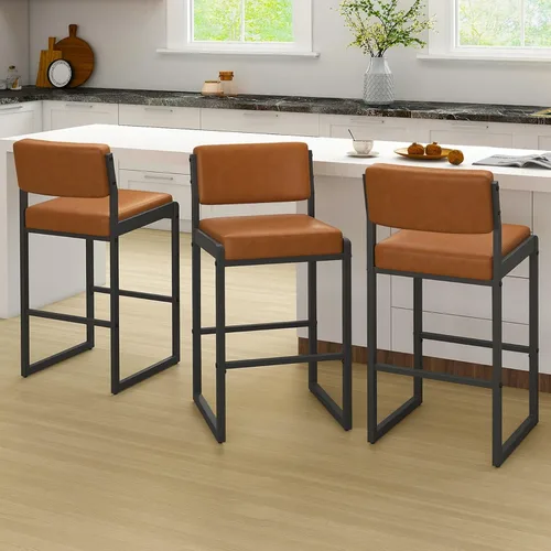 Miniatura 66 de SAECKBERG Taburetes de bar modernos de altura de mostrador, sillas de barra de 26 pulgadas de altura con respaldo, taburetes tapizados, taburetes