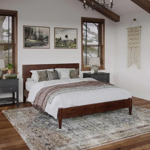 Miniatura 27 de AFI, Aria - Cama de plataforma moderna de perfil bajo de madera maciza, tamaño individual, color caramelo claro