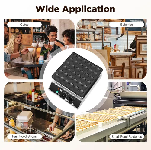 Miniatura 7 de Mini máquina eléctrica para hacer panqueques de 36 agujeros, 1000 W, plancha comercial holandesa para panqueques, máquina comercial para hacer