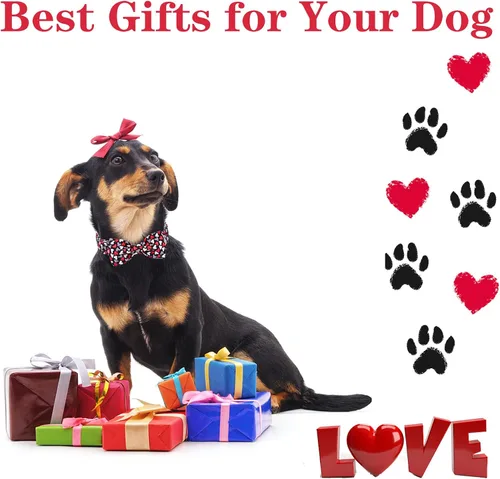 Miniatura 5 de Unique style paws Collar de perro para el día de San Valentín con pajarita, collar de cachorro de corazón negro y rojo, el mejor regalo