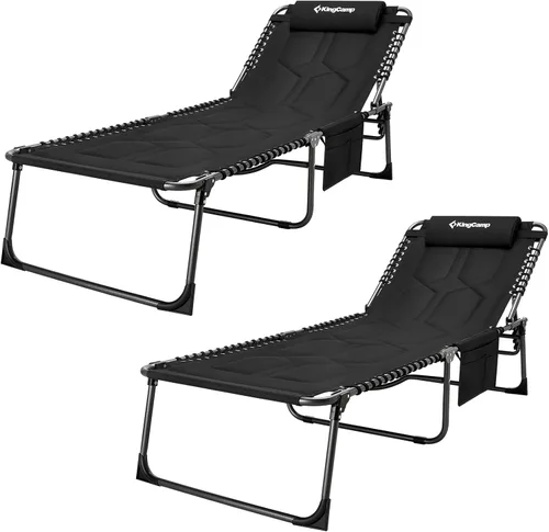 Miniatura 15 de KingCamp Silla bronceadora de gran tamaño, extra ancha, acolchada, plegable, portátil, ajustable, 5 posiciones, 440 libras, tumbona resistente