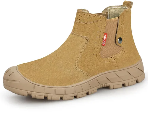 Miniatura 15 de GLANOUDUN - Botas de trabajo de soldadura para hombre, con punta de acero, antideslizantes, zapatos de trabajo indestructibles para hombre, zapatos