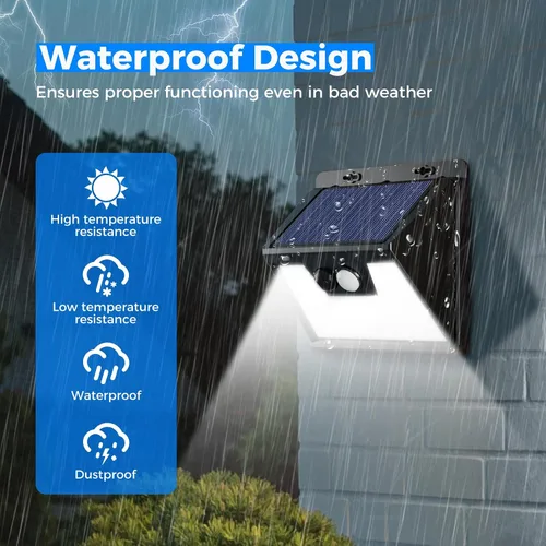 Miniatura 2 de Peasur Luces solares impermeables para exteriores [12 paquetes/140 LED], 3 modos de iluminación solar con sensor de movimiento para exteriores